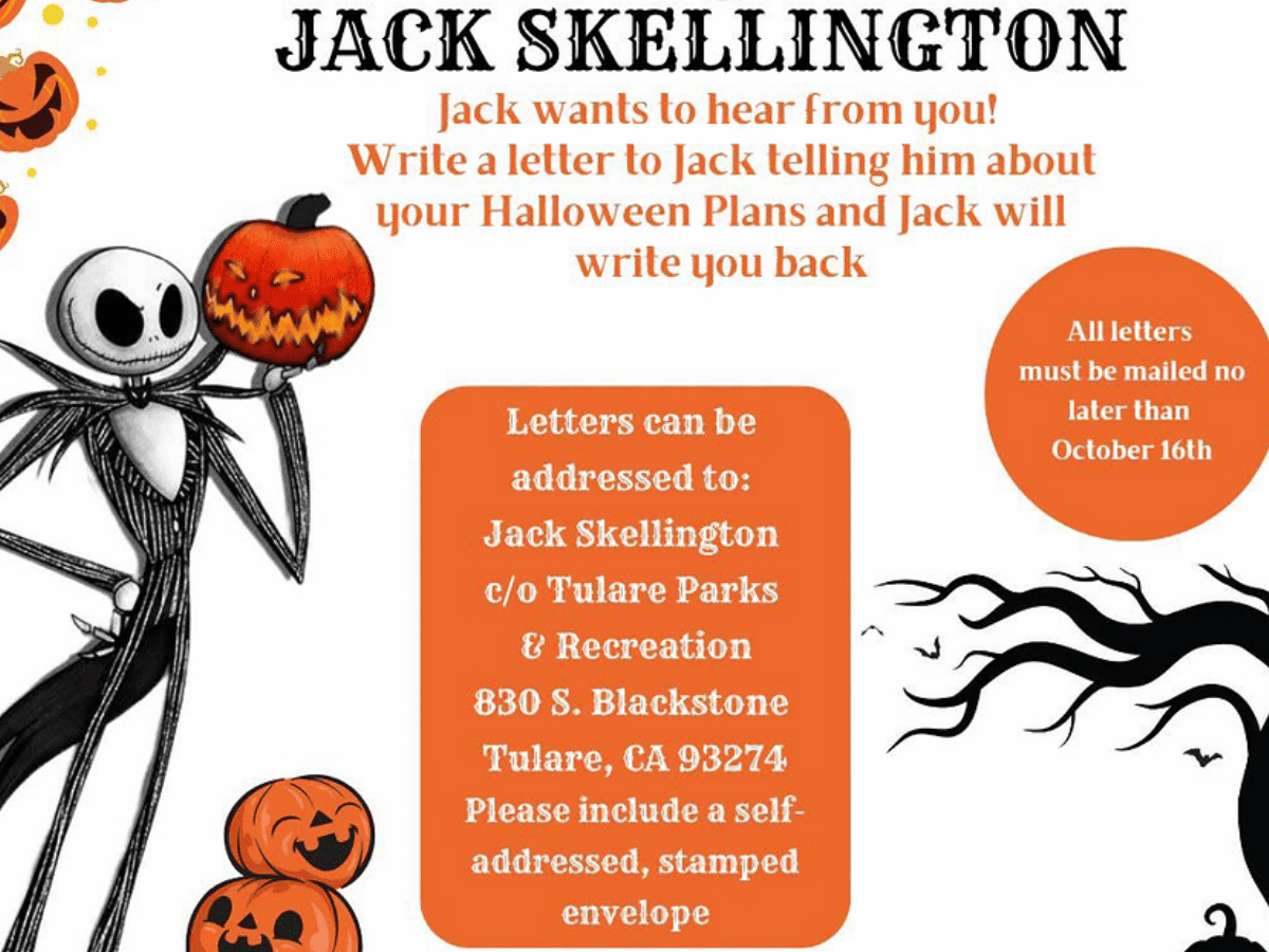 Tulare Parks & Recreation — Letter Reply from Jack Skellington