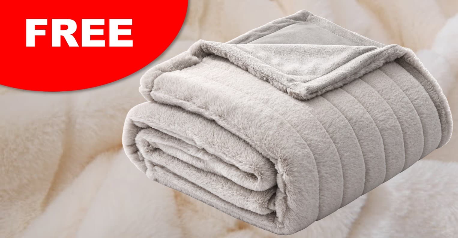 Mainstays — Free Striped Faux Fur Throw Blanket
