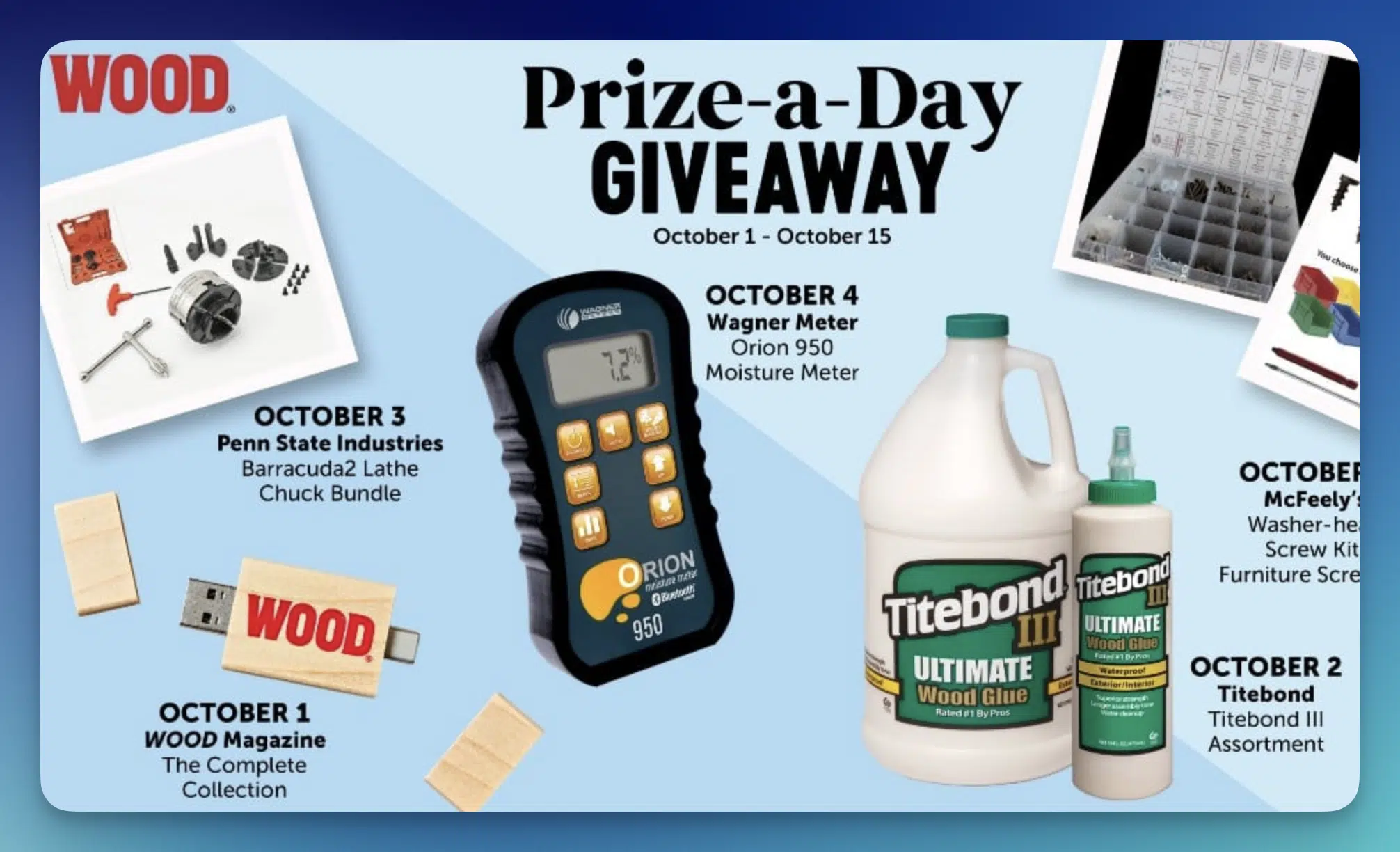 Wood Magazine Prize-a-Day Sweepstakes — Daily Tool Giveaway