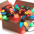 box of christmas lights